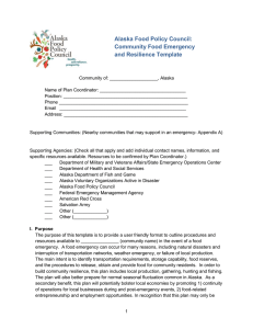 Alaska Food Policy Council: Community Food Emergency and Resilience Template