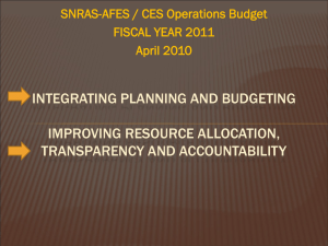 INTEGRATING PLANNING AND BUDGETING IMPROVING RESOURCE ALLOCATION, TRANSPARENCY AND ACCOUNTABILITY