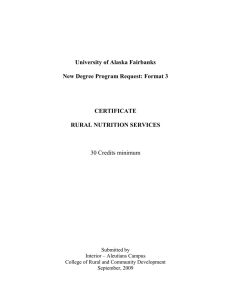 University of Alaska Fairbanks  New Degree Program Request: Format 3 CERTIFICATE