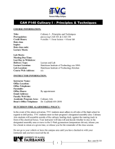 CAH F140 Culinary I – Principles &amp; Techniques