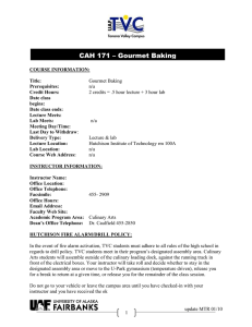 CAH 171 – Gourmet Baking