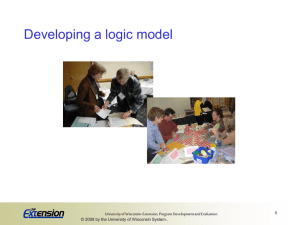 Developing a logic model 1 University of Wisconsin-Extension, Program Development and Evaluation
