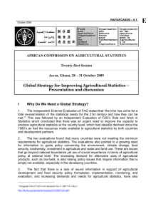 E  Global Strategy for Improving Agricultural Statistics – Presentation and discussion