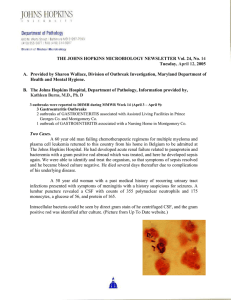 THE JOHNS HOPKINS MICROBIOLOGY NEWSLETTER Vol. 24, No Tuesday 2005