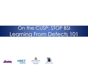 Learning From Defects 101 On the CUSP: STOP BSI
