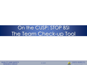 The Team Check-up Tool On the CUSP: STOP BSI © 2009