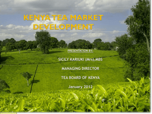 SICILY KARIUKI (Mrs),MBS MANAGING DIRECTOR TEA BOARD OF KENYA January 2012