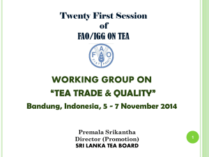 WORKING GROUP ON “TEA TRADE &amp; QUALITY” Twenty First Session of