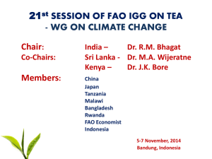 21 SESSION OF FAO IGG ON TEA - WG ON CLIMATE CHANGE Chair