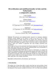 Diversification and multifunctionality in Italy and the Netherlands: a comparative analysis Laura Aguglia