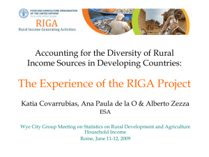 The Experience of the RIGA Project Income Sources in Developing Countries: