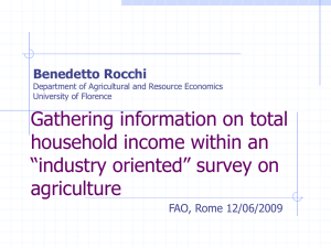Gathering information on total household income within an “industry oriented” survey on agriculture