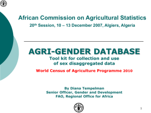 AGRI-GENDER DATABASE African Commission on Agricultural Statistics