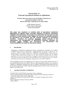 Present State  of Food and Agricultural Statistics in Afghanistan