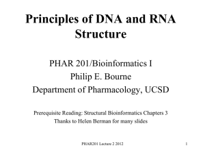 Principles of DNA and RNA Structure PHAR 201/Bioinformatics I Philip E. Bourne
