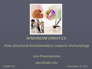 IMMUNOINFORMATICS: How structural bioinformatics impacts immunology Julia Ponomarenko