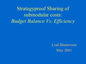 Strategyproof Sharing of submodular costs: Budget Balance Vs. Efficiency Liad Blumrosen