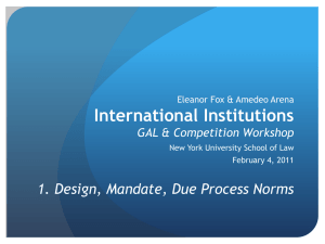 International Institutions 1. Design, Mandate, Due Process Norms GAL &amp; Competition Workshop