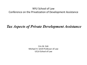 Tax Aspects of Private Development Assistance NYU School of Law