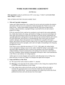 WORK MADE FOR HIRE AGREEMENT