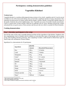 Vegetables Khichuri Participatory cooking demonstration guidelines