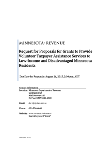 Request for Proposals for Grants to Provide Low-Income and Disadvantaged Minnesota