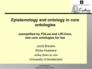 Epistemology and ontology in core ontologies FOLaw two core ontologies for law