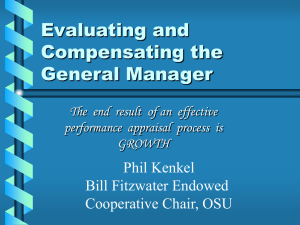 Evaluating and Compensating the General Manager Phil Kenkel