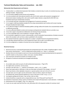 Technical MetaNumber Rules and Conventions     July ...