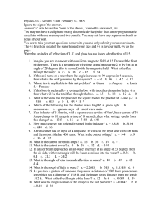 Physics 202 – Second Exam  February 24, 2005