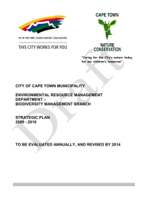 CITY OF CAPE TOWN MUNICIPALITY  ENVIRONMENTAL RESOURCE MANAGEMENT DEPARTMENT –