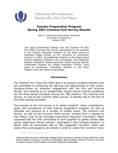Teacher Preparation Program Spring 2007 Common Exit Survey Results