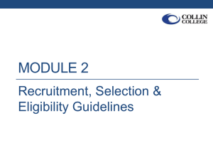 MODULE 2 Recruitment, Selection &amp; Eligibility Guidelines