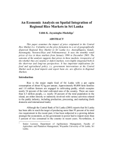 An Economic Analysis on Spatial Integration of  Udith K. Jayasinghe-Mudalige