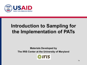 Introduction to Sampling for the Implementation of PATs Materials Developed by
