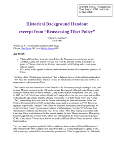 Historical Background Handout excerpt from “Reassessing Tibet Policy”