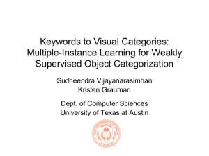 Keywords to Visual Categories: Multiple-Instance Learning for Weakly Supervised Object Categorization Sudheendra Vijayanarasimhan