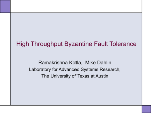 High Throughput Byzantine Fault Tolerance Ramakrishna Kotla,  Mike Dahlin