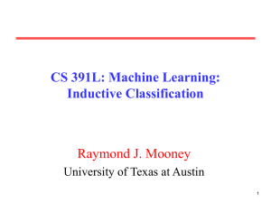 CS 391L: Machine Learning: Inductive Classification Raymond J. Mooney