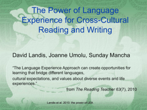 The Power of Language Experience for Cross-Cultural Reading and Writing
