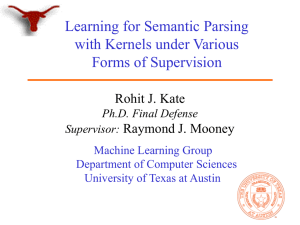 Learning for Semantic Parsing with Kernels under Various Forms of Supervision