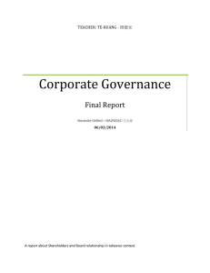Corporate Governance Final Report TEACHER: TE-KUANG - 周德光