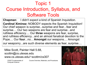 Topic 1 Course Introduction, Syllabus, and Software Tools