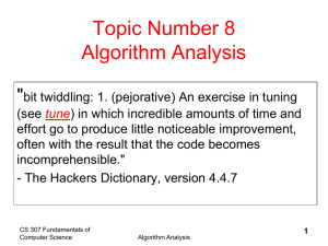 Topic Number 8 Algorithm Analysis &#34;