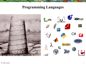 Programming Languages Dr. Philip Cannata 1