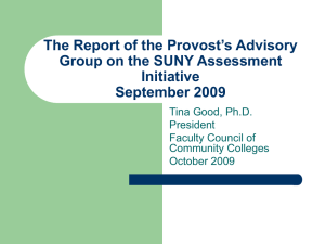 The Report of the Provost’s Advisory Group on the SUNY Assessment Initiative