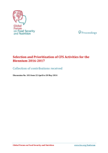 Selection and Prioritization of CFS Activities for the Biennium 2016-2017