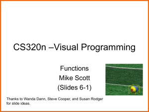 –Visual Programming CS320n Functions Mike Scott
