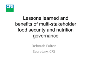 Lessons learned and benefits of multi-stakeholder food security and nutrition governance
