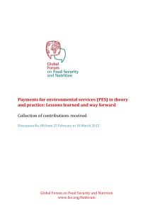 Payments for environmental services (PES) in theory  Collection of contributions received